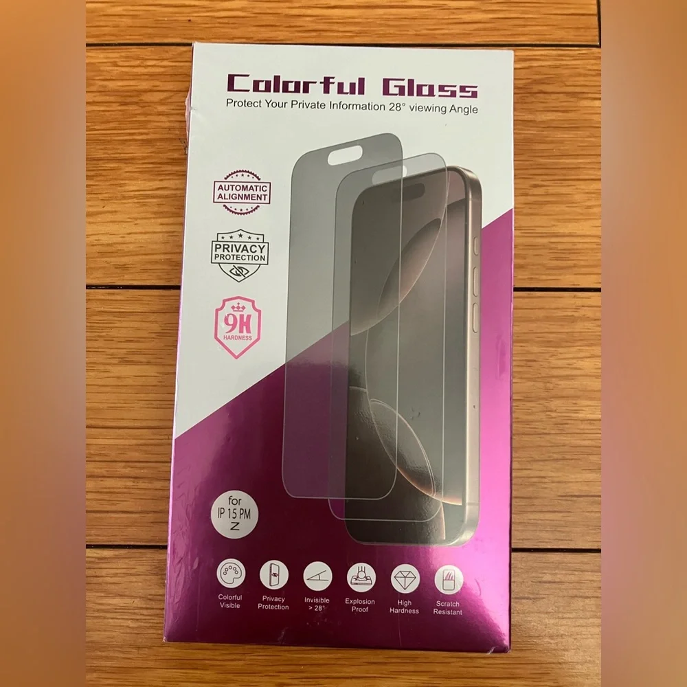 Privacy Screen Protector for iPhone 15 Pro Max - Clear. NEW SEALED BOX